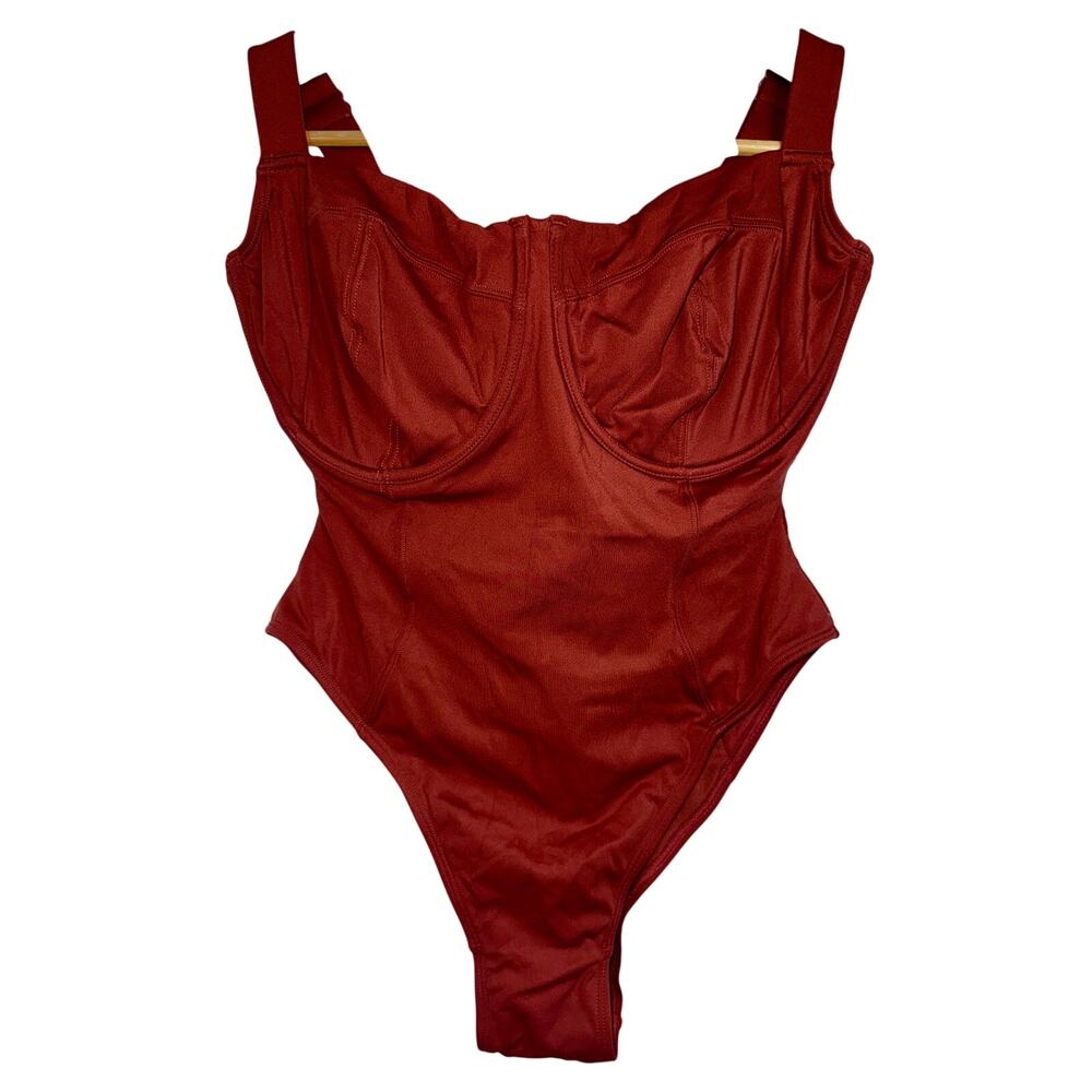 NWT TA3 Hi Cut Lifty Copper Lace Up Corset One Piece Swimsuit Size S Short H/I